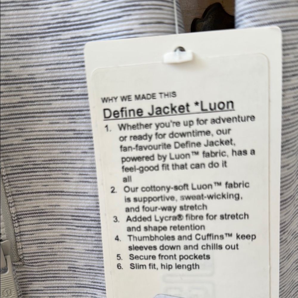 NWT Lululemon Athletic Define Jacket - Luon - White and Gray Space Dye - size 12 - Picture 3 of 8